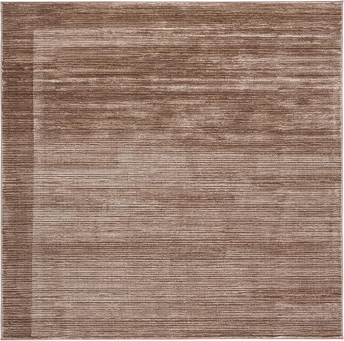 SAFAVIEH Vision Collection Area Rug - 8' Square, Light Brown, Modern Ombre Design, Non-Shedding & Easy to Clean, Ideal for Living Room, Bedroom, Dining Space (VSN606C)