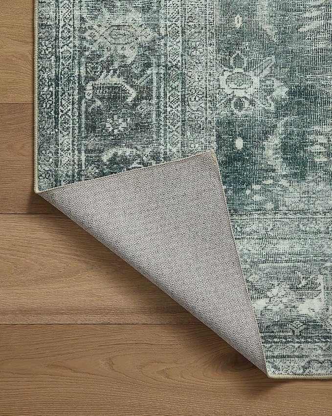 Loloi Magnolia Home by Joanna Gaines Banks Collection BAN-03 Blue/Lagoon 2'-6" x 9'-6", .13" Pile Height, Machine Washable, Runner Rug