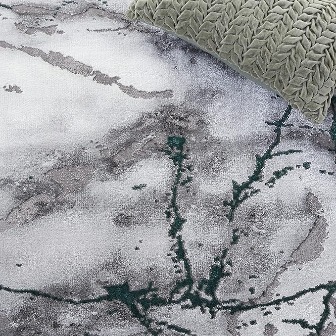 SAFAVIEH Craft Collection Accent Rug - 2'3" x 4', Grey & Green, Modern Abstract Design, Non-Shedding & Easy Care, Ideal for High Traffic Areas in Entryway, Living Room, Bedroom (CFT877Y)