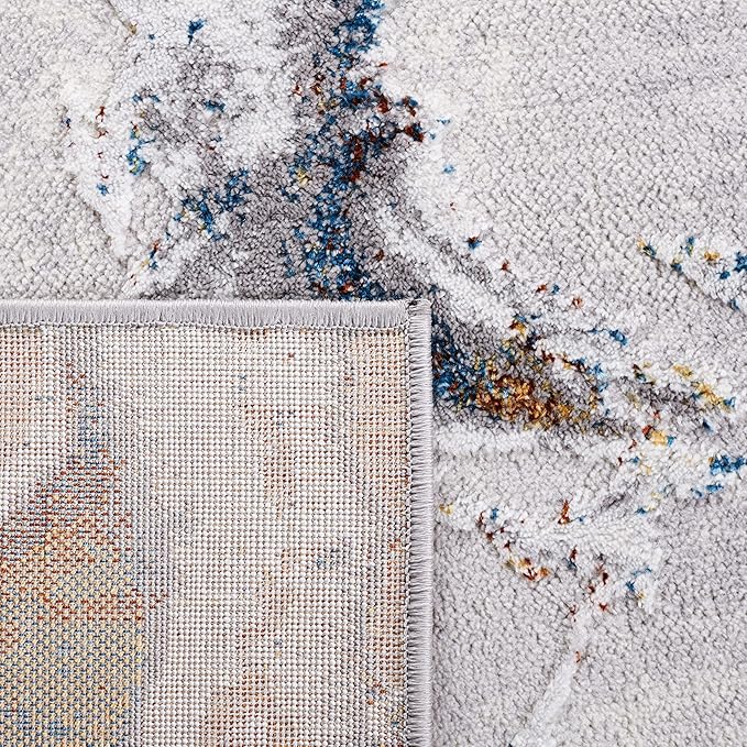 SAFAVIEH Amelia Collection Runner Rug - 2' x 10', Grey & Blue Gold, Modern Abstract Design, Non-Shedding & Easy Care, Ideal for High Traffic Areas in Living Room, Bedroom (ALA293M)