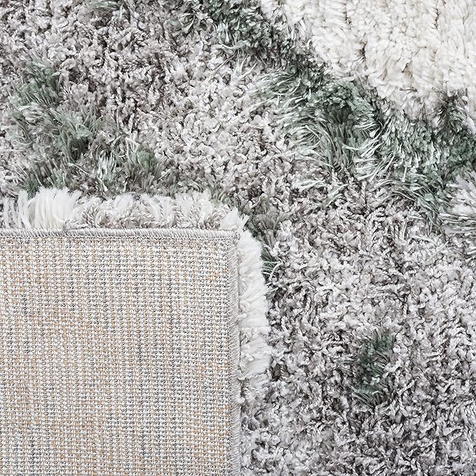 SAFAVIEH Horizon Shag Collection Area Rug - 6' x 9', Grey & Green, Modern Abstract Design, Non-Shedding & Easy Care, 2.6-inch Thick Ideal for High Traffic Areas in Living Room, Bedroom (HZN890Y)