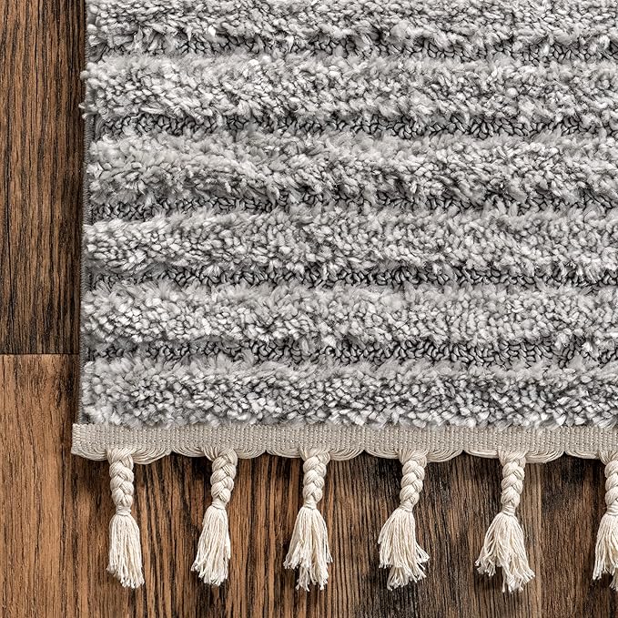 Nuloom Risette Light Grey, 6'7" x 9', Geometric, Soft and Textured, High Traffic, Stain Resistant, Easy Clean, Durable Area Rug for Bedroom, Living Room, Dining Space, Den, Foyer, Entryway