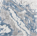 SAFAVIEH Horizon Shag Collection Area Rug - 9' Square, Grey/Blue, Geometric Design, Ideal for High Traffic Areas in Living Room, Bedroom, Dining (HZN890G)