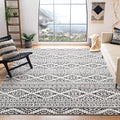 SAFAVIEH Tulum Collection Area Rug - 9' Square, Ivory & Black, Moroccan Boho Tribal Design, Non-Shedding & Easy to Clean, Ideal for Living Room, Bedroom, Dining Space (TUL272B)