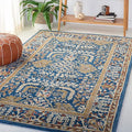 SAFAVIEH Antiquity Collection Area Rug - 4' Square, Dark Blue & Multi, Handmade Traditional Oriental Wool, Ideal for High Traffic Areas in Living Room, Bedroom (AT64B)
