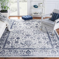 SAFAVIEH Area Rug 8x10 - Adirondack Collection - Large - Ivory & Navy, Distressed Vintage Floral Design, Non-Shedding & Easy Cleaning, Ideal for Living Room, Bedroom, Dining Space (ADR109M)