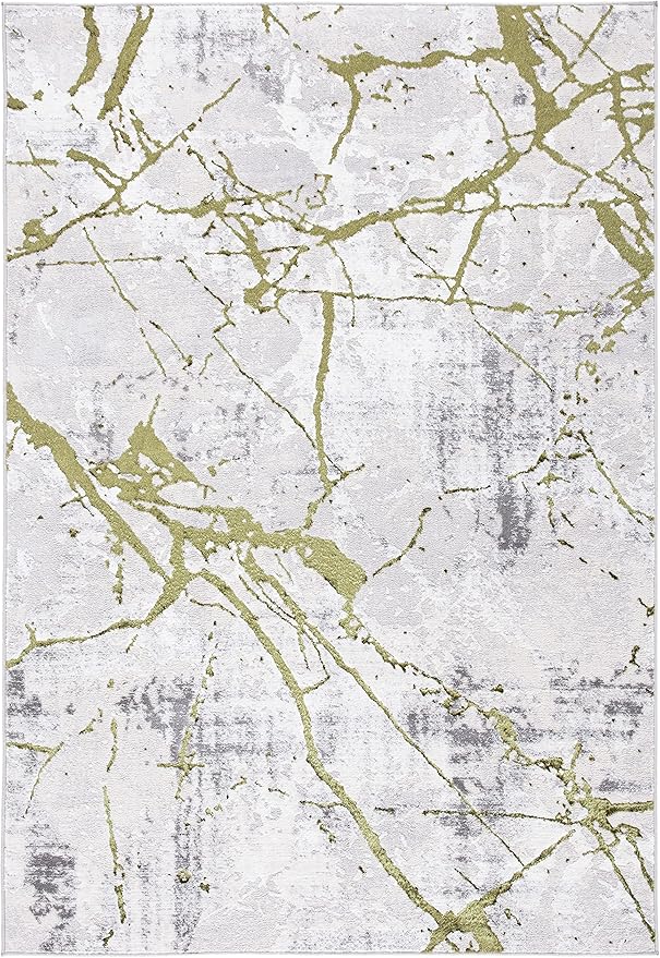 SAFAVIEH Amelia Collection Accent Rug - 3' x 5', Grey & Green, Modern Abstract Design, Non-Shedding & Easy Care, Ideal for High Traffic Areas in Entryway, Living Room, Bedroom (ALA293J)