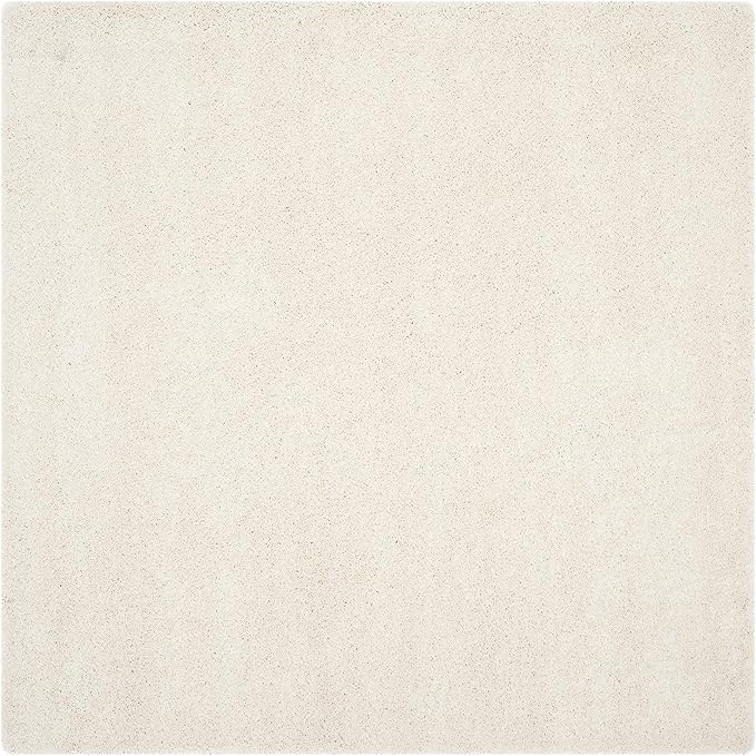 SAFAVIEH Milan Shag Collection Area Rug - 5'1" Square, Ivory, Solid Design, Non-Shedding & Easy Care, 2-inch Thick Ideal for High Traffic Areas in Living Room, Bedroom (SG180-1212)
