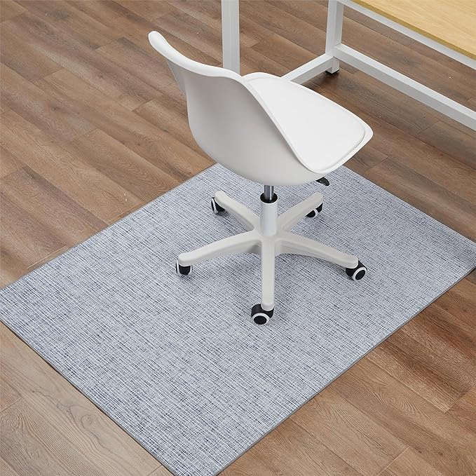 Chair Mat for Hardwood & Tile Floor, 36" x 48" Heavy Duty Office Chair Mat for Rolling Chairs, Anti Slip, Non-Curve, Floor Protector for Home Office, Blue White