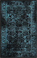 SAFAVIEH Area Rug 3x5 - Adirondack Collection - Black & Teal, Distressed Vintage Floral Design, Non-Shedding & Easy to Clean, Ideal for Living Room, Bedroom, Dining Space (ADR109K)