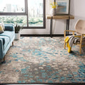 SAFAVIEH Monaco Collection 9' x 12' GreyLight Blue MNC225E Boho Chic Abstract Watercolor Non-Shedding Living Room Bedroom Dining Home Office Area Rug