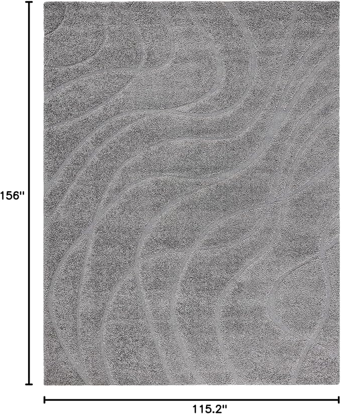 SAFAVIEH Florida Shag Collection Area Rug - 9'6" x 13', Grey & Grey, Non-Shedding & Easy Care, 1.2-inch Thick Ideal for High Traffic Areas in Living Room, Bedroom (SG471-8080)