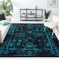 SAFAVIEH Area Rug 10x14 - Adirondack Collection - Large - Black & Teal, Distressed Vintage Floral Design, Non-Shedding & Easy to Clean, Ideal for Living Room, Bedroom, Dining Space (ADR109K)