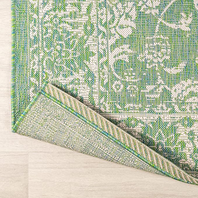 JONATHAN Y Weave Floral Indoor Outdoor Area Rug 4X6 Cream/Green, Tela Bohemian Textured for Backyard, Patio, Porch, Easy-Cleaning, High Traffic, Pet-Friendly, Non-Shedding (SMB100F-4)