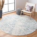 SAFAVIEH Tulum Collection Area Rug - 5' Round, Ivory & Turquoise, Moroccan Boho Tribal Design, Non-Shedding & Easy to Clean, Ideal for Living Room, Bedroom, Dining Space (TUL272E)