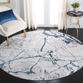 SAFAVIEH Amelia Collection 6'7" Round Grey/Blue ALA293F Damask Distressed Non-Shedding Dining Room Entryway Foyer Living Room Bedroom Area Rug