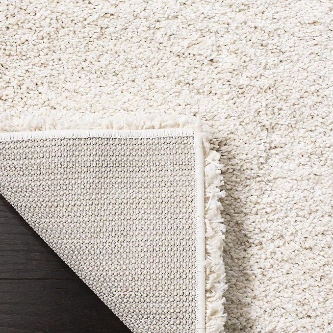 SAFAVIEH Milan Shag Collection Area Rug - 5'1" Square, Ivory, Solid Design, Non-Shedding & Easy Care, 2-inch Thick Ideal for High Traffic Areas in Living Room, Bedroom (SG180-1212)
