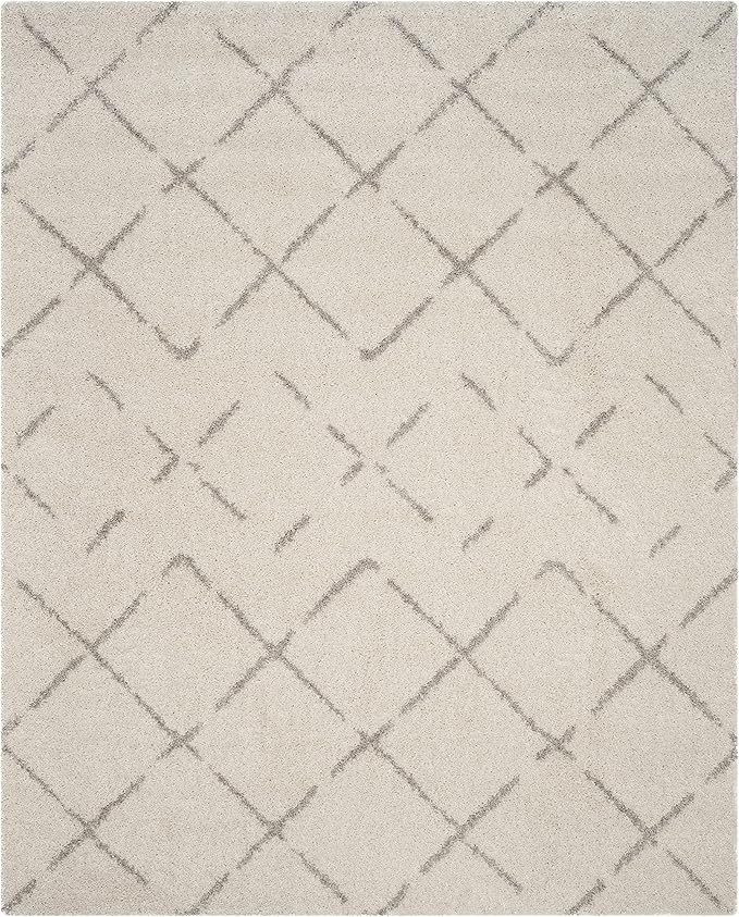 SAFAVIEH Area Rug 11x15 - Arizona Shag Collection - Large - Ivory & Beige, Moroccan Boho Design, Non-Shedding & Easy to Clean, Ideal for Living Room, Bedroom, Dining Space (ASG743A)
