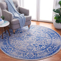 SAFAVIEH Adirondack Collection Area Rug - 10' Round, Grey & Blue, Distressed Vintage Floral Design, Non-Shedding & Easy to Clean, Ideal for Living Room, Bedroom, Dining Space (ADR109A)