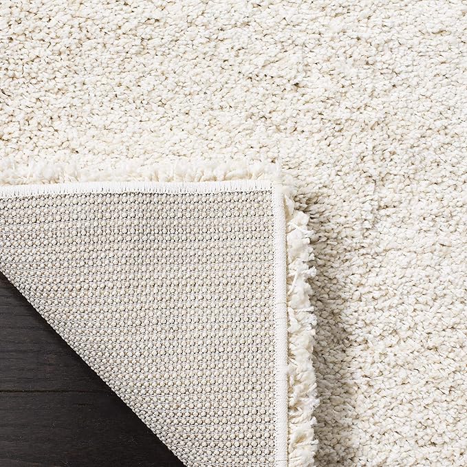 SAFAVIEH Milan Shag Collection 3' Square Ivory SG180 Solid Non-Shedding Living Room Bedroom Dining Room Entryway Plush 2-inch Thick Area Rug