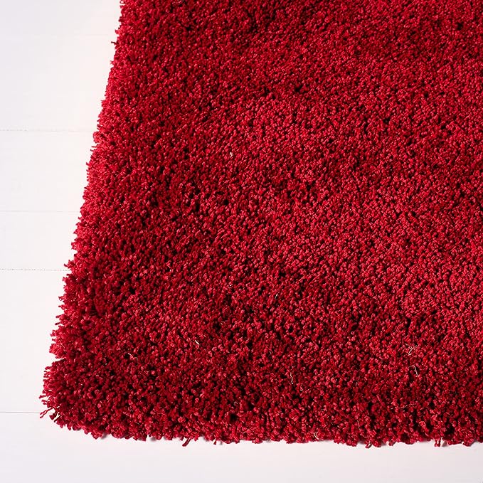 SAFAVIEH Milan Shag Collection Area Rug - 9' Square, Red, Solid Design, Non-Shedding & Easy Care, 2-inch Thick Ideal for High Traffic Areas in Living Room, Bedroom (SG180-4040)