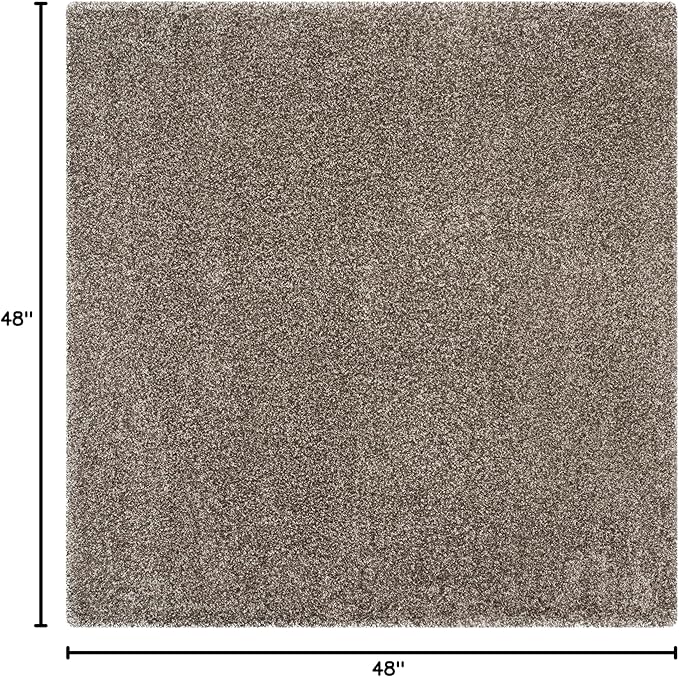 SAFAVIEH Milan Shag Collection Area Rug - 4' Square, Grey, Solid Design, Non-Shedding & Easy Care, 2-inch Thick Ideal for High Traffic Areas in Living Room, Bedroom (SG180-8080)