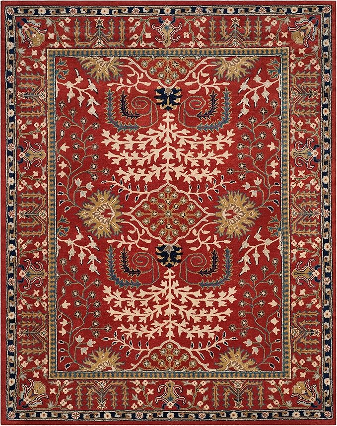 SAFAVIEH Antiquity Collection Area Rug - 10' x 14', Red & Multi, Handmade Traditional Oriental Wool, Ideal for High Traffic Areas in Living Room, Bedroom (AT64A)