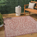 JONATHAN Y Weave Floral Indoor Outdoor Square Area Rug 3X3 Red/Taupe, Tela Bohemian Textured for Backyard, Patio, Porch, Easy-Cleaning, High Traffic, Pet-Friendly, Non-Shedding (SMB100A-3SQ)