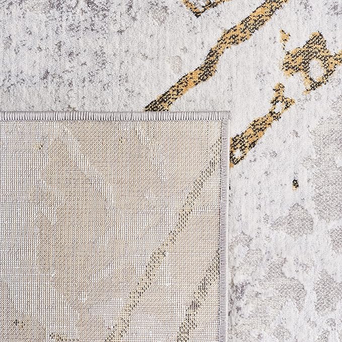 SAFAVIEH Amelia Collection Area Rug - 9' x 12', Grey & Gold, Modern Abstract Design, Non-Shedding & Easy Care, Ideal for High Traffic Areas in Living Room, Bedroom (ALA293G)