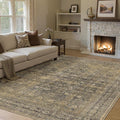8x10 Brown Black Area Rug for Living Room Washable Vintage Distressed Carpet Large Bedroom Low Pile Non Slip Indoor Soft Retro Throw Accent Rug Office Kitchen Bathroom Dining Room