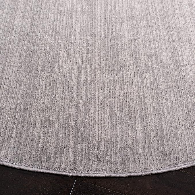 SAFAVIEH Vision Collection Area Rug - 4' Round, Silver, Modern Ombre Design, Non-Shedding & Easy to Clean, Ideal for Living Room, Bedroom, Dining Space (VSN606G)