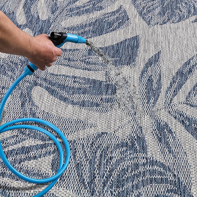 Keen Home Design Terrace Outdoor Area Rug - 4x6 Washable Indoor/Outdoor Rug for Patio, Kitchen, Balcony, Beach, Garden, Deck and Porch, Size: 3'10"x5'7"