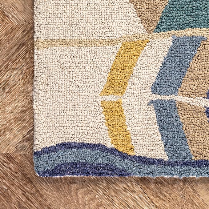 Nuloom Ofelia Handmade, Multicolor/Black, 2'6" x 10', Geometric, Wool, Soft and Cozy, High Traffic, Stain Resistant, Easy Clean, Durable Runner for Bedroom, Living Room, Dining, Den, Foyer