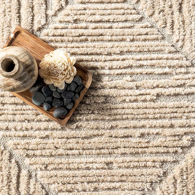 nuLOOM Kerry Beige, 9' x 12', Geometric, Soft and Cozy, High Traffic, Stain Resistant, Easy Clean, Durable Area Rug for Bedroom, Living Room, Dining Space, Den, Foyer, Entryway