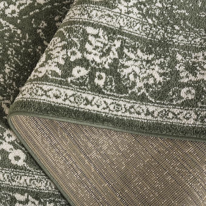 SAFAVIEH Area Rug 10x14 - Adirondack Collection - Large - Dark Green & Ivory, Distressed Vintage Floral Design, Non-Shedding & Easy to Clean, Ideal for Living Room, Bedroom, Dining Space (ADR109Y)