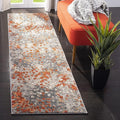 SAFAVIEH Monaco Collection Runner Rug - 2'2" x 16', Grey & Orange, Boho Chic Abstract Watercolor Design, Non-Shedding & Easy Care, Ideal for High Traffic Areas in Living Room, Bedroom (MNC225H)