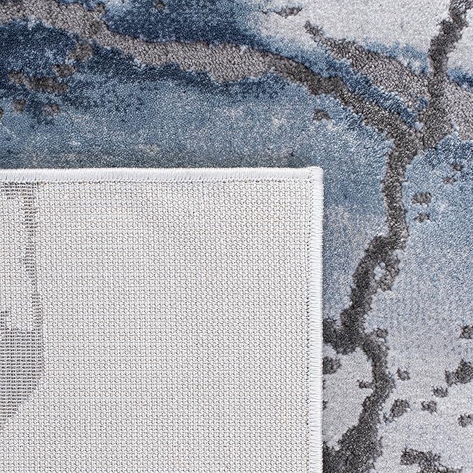 SAFAVIEH Craft Collection Area Rug - 12' Round, Grey & Blue, Modern Abstract Design, Non-Shedding & Easy Care, Ideal for High Traffic Areas in Living Room, Bedroom, Dining (CFT877L-12R)