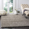 SAFAVIEH Milan Shag Collection Area Rug - 5'1" Square, Grey, Solid Design, Non-Shedding & Easy Care, 2-inch Thick Ideal for High Traffic Areas in Living Room, Bedroom (SG180-8080)