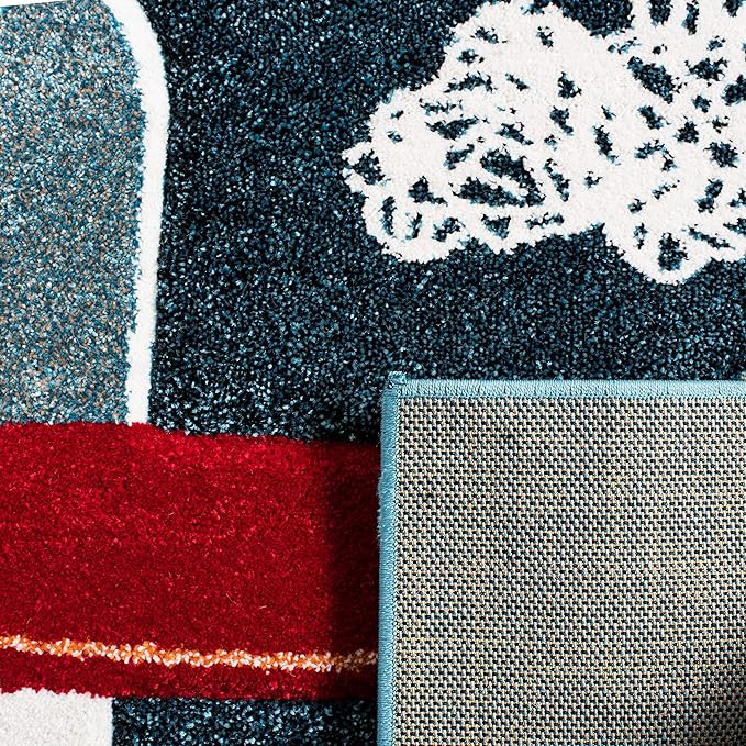 SAFAVIEH Carousel Kids Collection Accent Rug - 4' x 6', Navy & Ivory, Non-Shedding & Easy Care, Ideal for High Traffic Areas for Boys & Girls in Playroom, Nursery, Bedroom (CRK167N)
