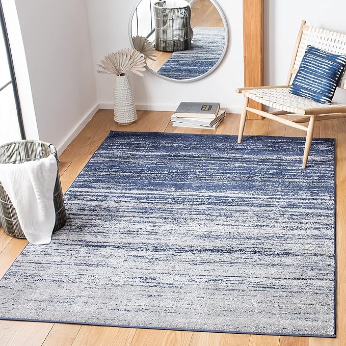 SAFAVIEH Area Rug 3x5 - Adirondack Collection - Navy & Grey, Modern Ombre Design, Non Shedding & Easy to Clean, Ideal for Living Room, Bedroom, Office, Dining Space (ADR113E)