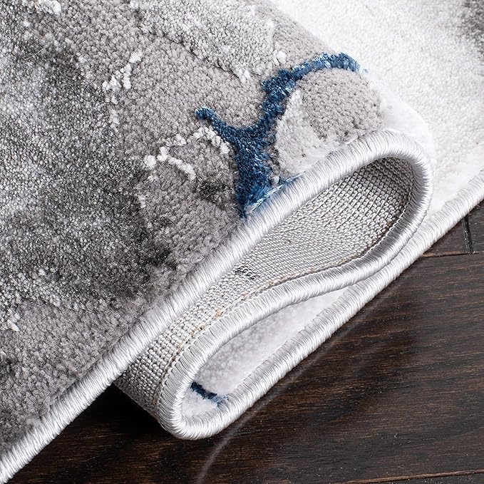 SAFAVIEH Craft Collection Runner Rug - 2'3" x 8', Ivory Grey & Blue, Modern Abstract Design, Non-Shedding & Easy Care, Ideal for High Traffic Areas in Living Room, Bedroom (CFT877M)