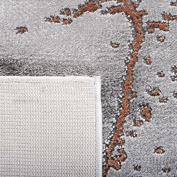 SAFAVIEH Craft Collection Runner Rug - 2'3" x 18', Grey & Orange, Modern Abstract Marble Pattern Design, Non-Shedding & Easy Care, Ideal for High Traffic Areas in Living Room, Bedroom (CFT877P)