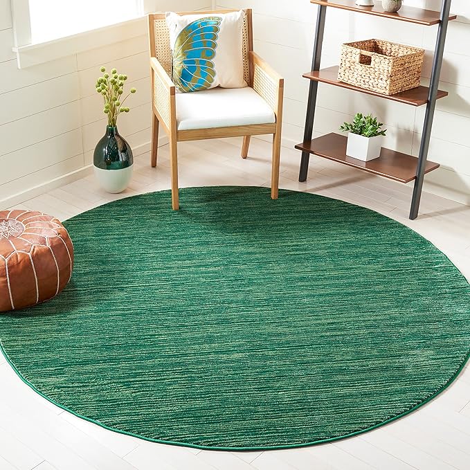 SAFAVIEH Vision Collection Area Rug - 5' Round, Dark Green, Modern Ombre Design, Non-Shedding & Easy to Clean, Ideal for Living Room, Bedroom, Dining Space (VSN606Y)