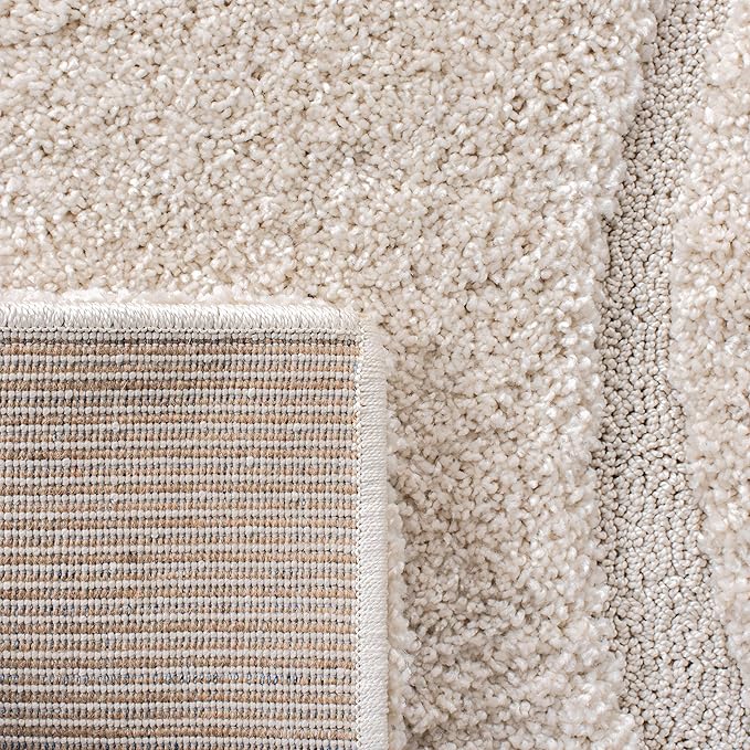 SAFAVIEH Florida Shag Collection Area Rug - 5' Square, Creme & Creme, Non-Shedding & Easy Care, 1.2-inch Thick Ideal for High Traffic Areas in Living Room, Bedroom (SG471-1111)