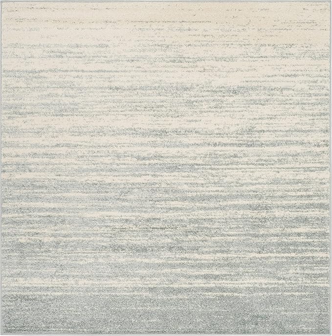 SAFAVIEH Adirondack Collection Area Rug - 8' Square, Slate & Cream, Modern Ombre Design, Non Shedding & Easy to Clean, Ideal for Living Room, Bedroom, Office, Dining Space (ADR113T)