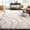 SAFAVIEH Florida Shag Collection Area Rug - 8'6" x 12', Cream & Beige, Non-Shedding & Easy Care, 1.2-inch Thick Ideal for High Traffic Areas in Living Room, Bedroom (SG471-1113)