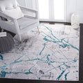 SAFAVIEH Amelia Collection Area Rug - 6' x 9', Grey & Aqua, Modern Abstract Design, Non-Shedding & Easy Care, Ideal for High Traffic Areas in Living Room, Bedroom (ALA293H)