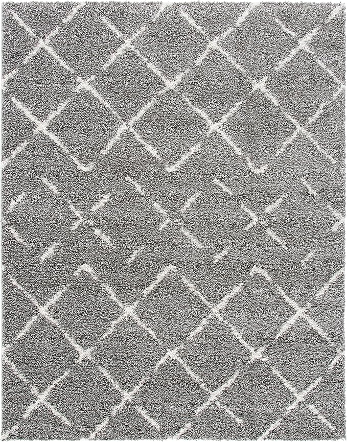 SAFAVIEH Arizona Shag Collection Area Rug - 6'7" x 9'2", Brown & Ivory, Moroccan Design, Non-Shedding & Easy to Clean, Ideal for Living Room, Bedroom, Dining Space (ASG743B)