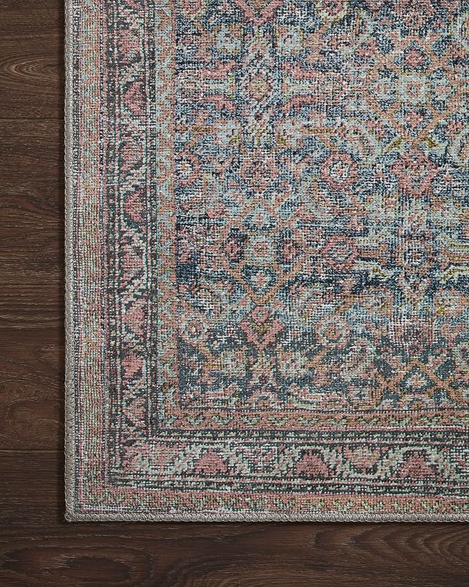 Loloi Adrian Collection ADR-04 Denim/Multi 7'-6" x 9'-6", .19" Thick Area Rug