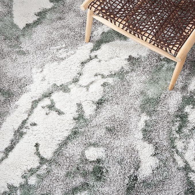 SAFAVIEH Horizon Shag Collection Runner Rug - 2' x 21', Grey & Green, Modern Abstract Design, Plush 2.5-inch Thick, Ideal for High Traffic Areas in Living Room, Bedroom, Dining (HZN890Y-221)